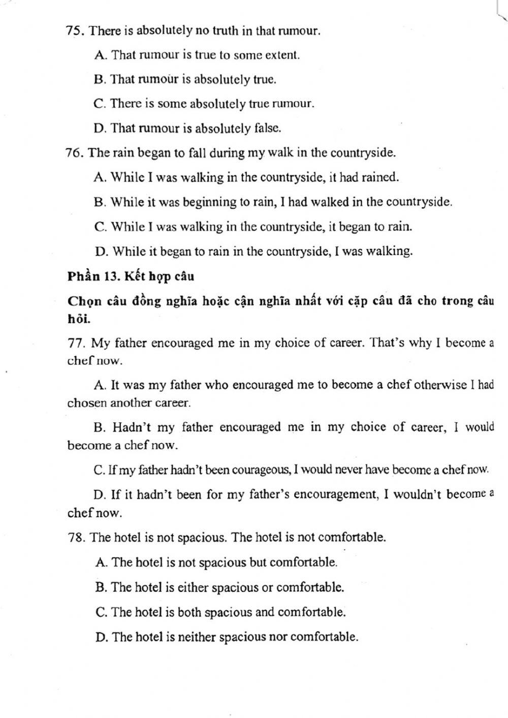 Đề thi đánh giá năng lực ngoại ngữ Tiếng Anh vào lớp 10 Chuyên ngoại ngữ - Số 17.2