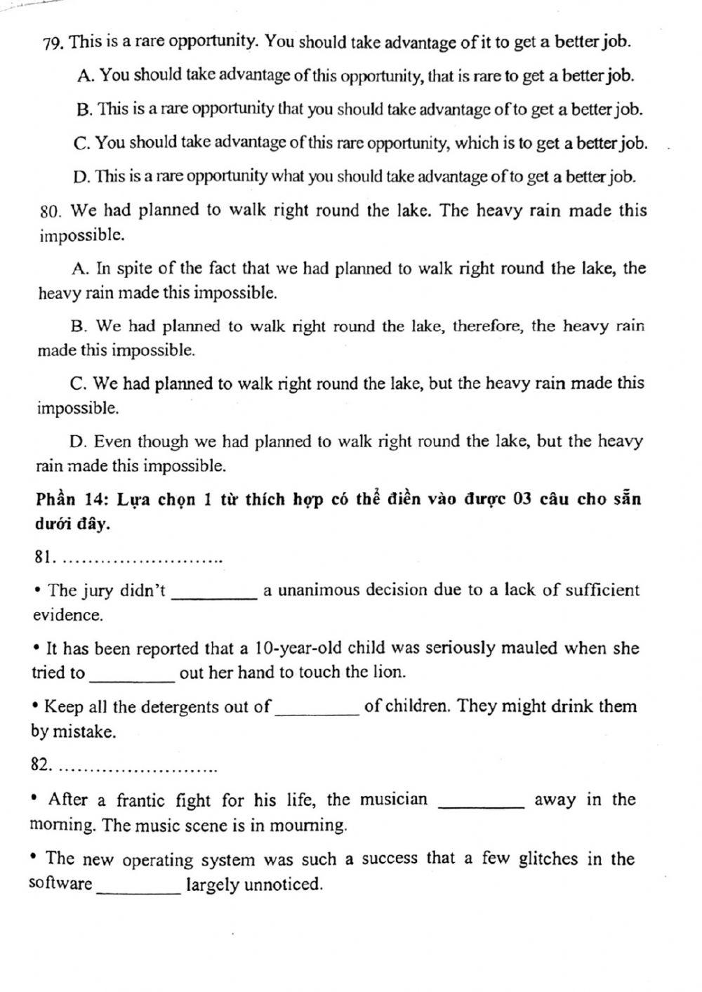 Đề thi đánh giá năng lực ngoại ngữ Tiếng Anh vào lớp 10 Chuyên ngoại ngữ - Số 17.2