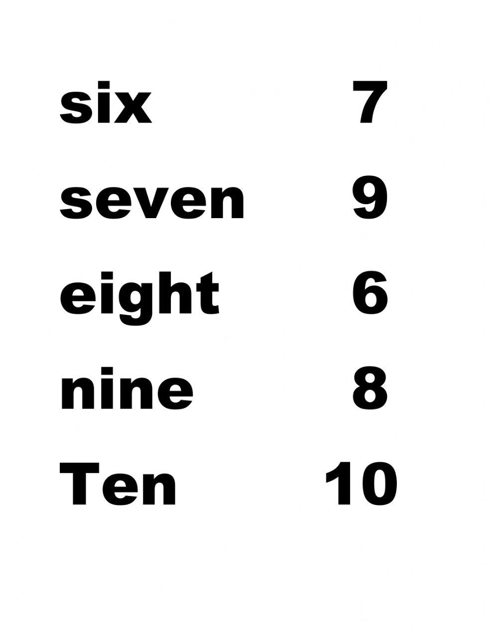Match numbers names
