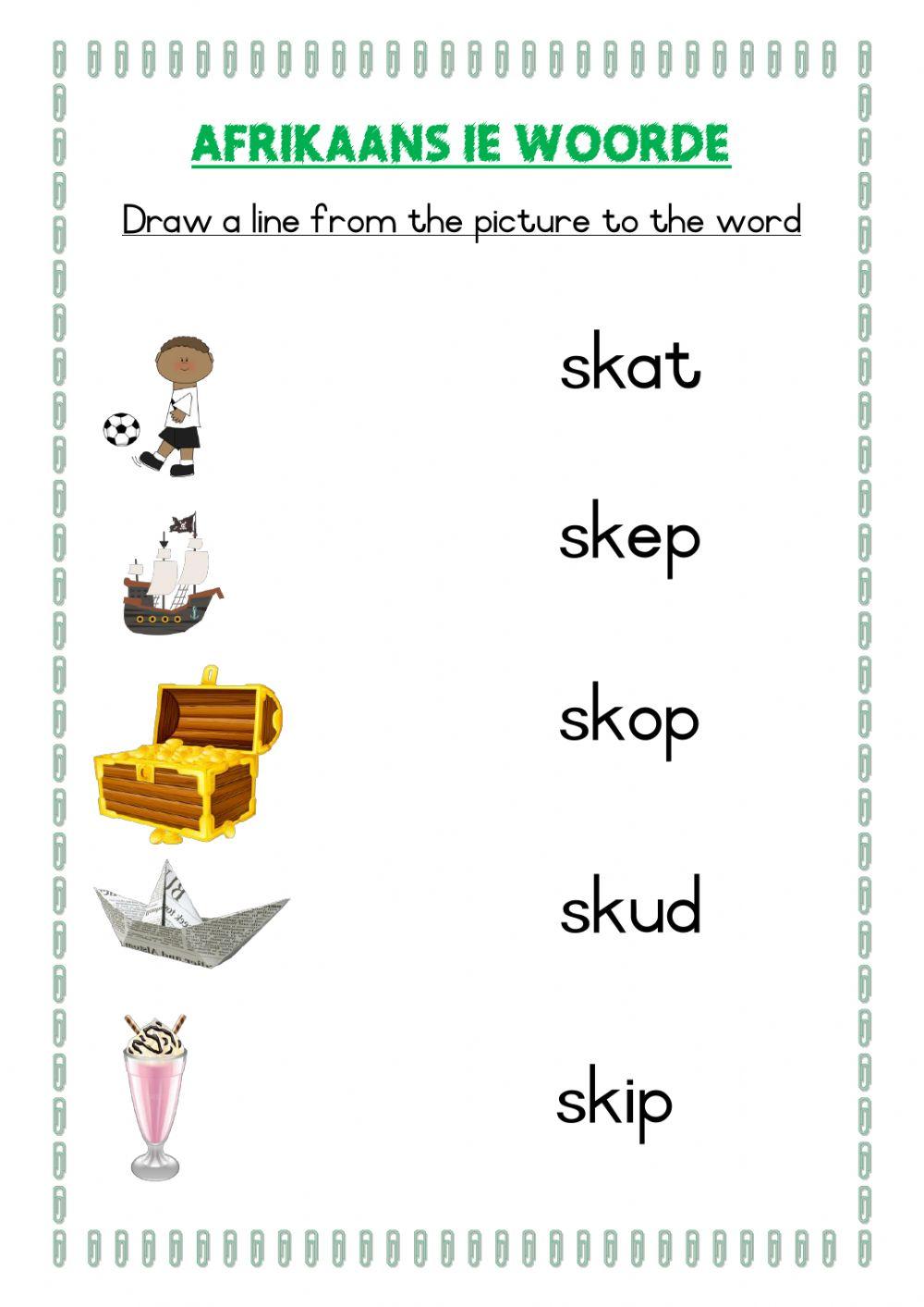 Afrikaans sk spelling words