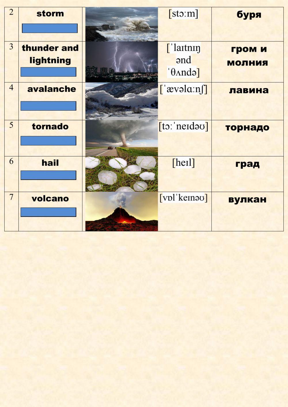 Vocabulary Unit 5 Hot and cold