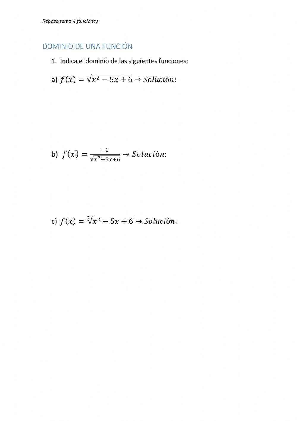 Estudio de funciones 4º eso