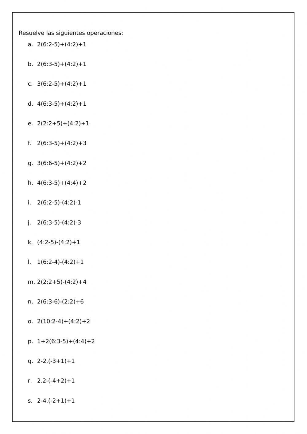 Operaciones combinadas