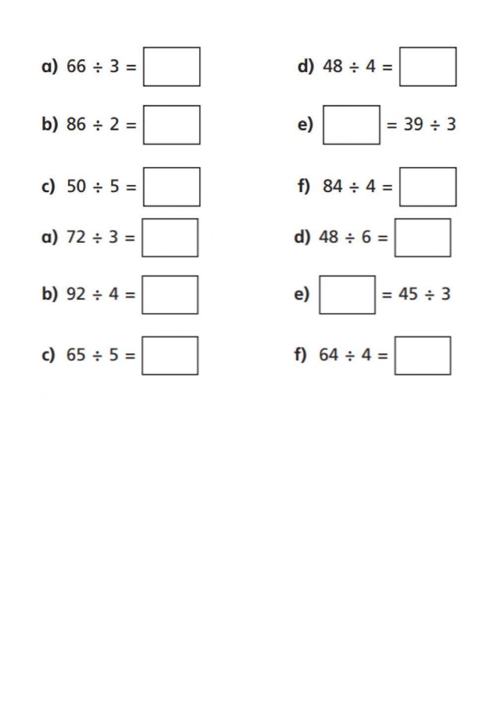 2-Digits Divided by 1-digit