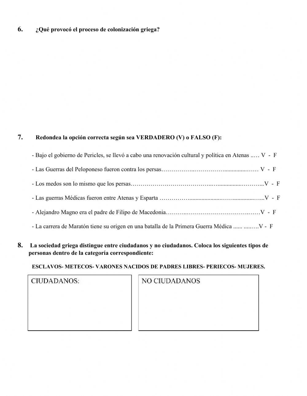 Examen Unidad 3 - La civilización griega