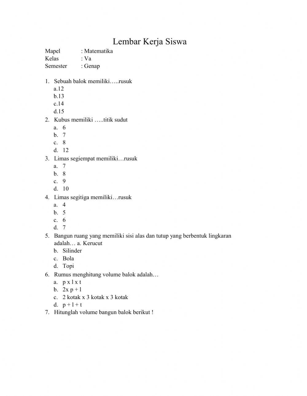 Matematika Bangun Ruang