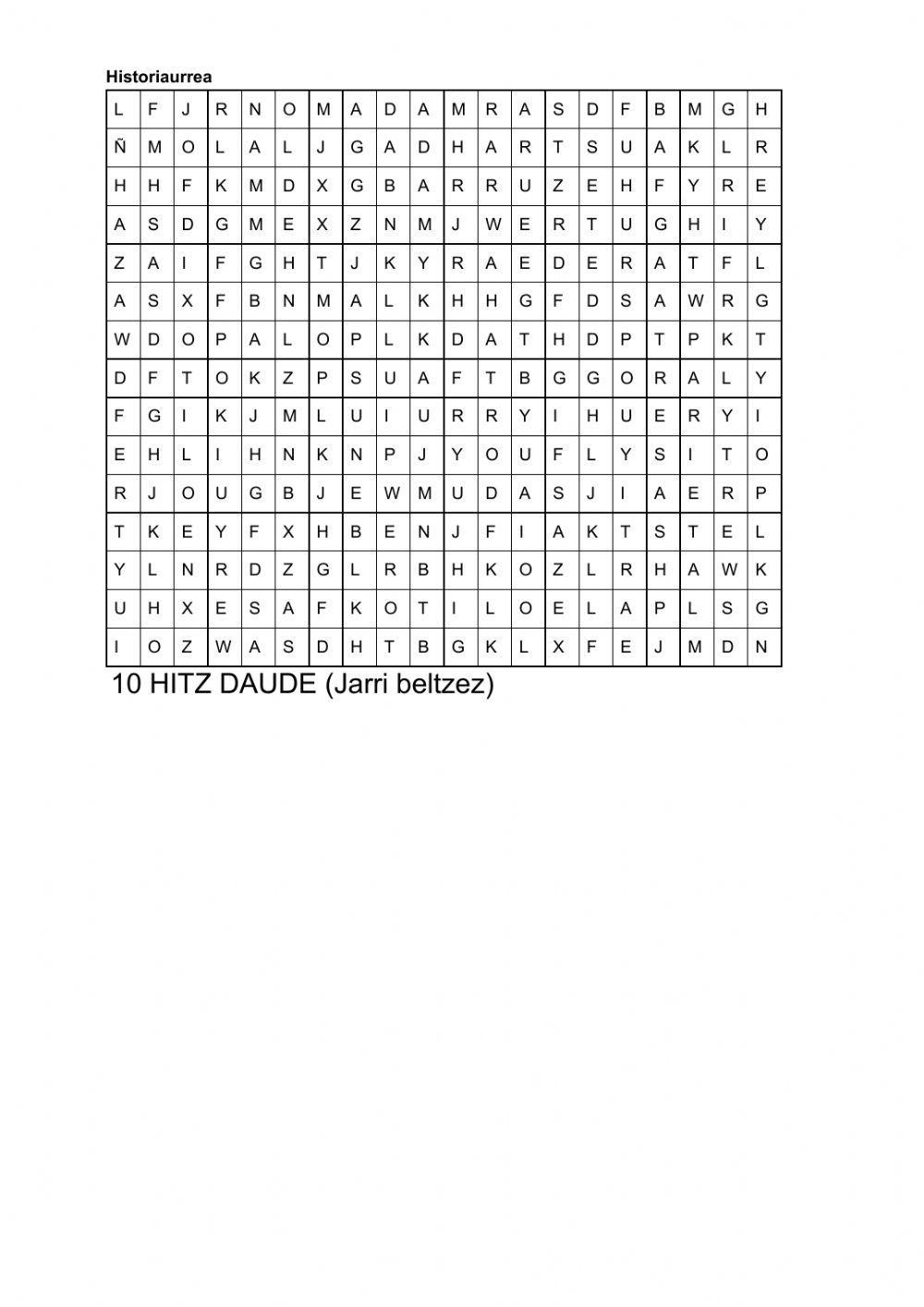 Historiaurrea zopa letra