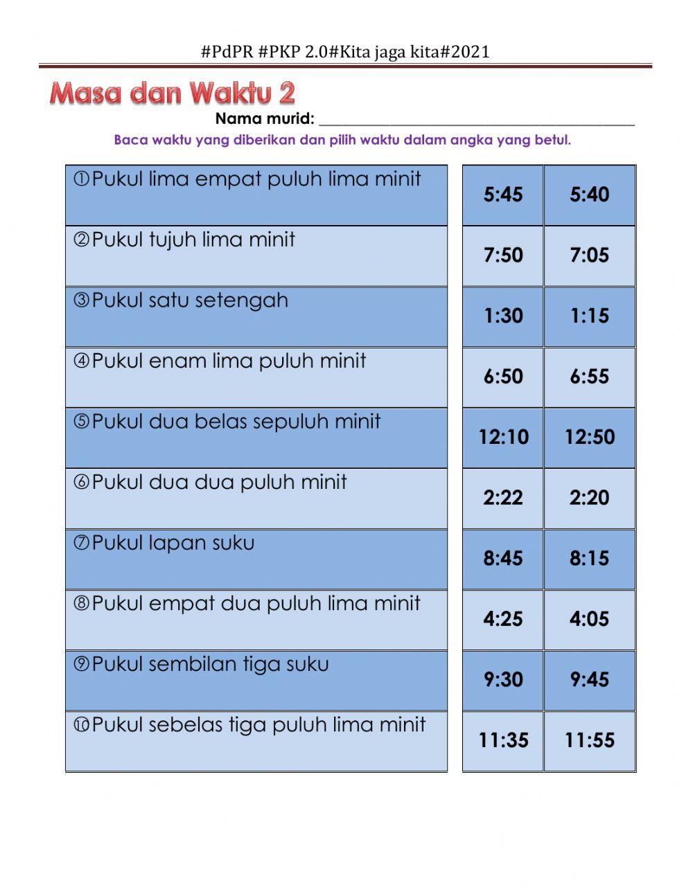 Masa dan waktu 2 Masa dan waktu 2