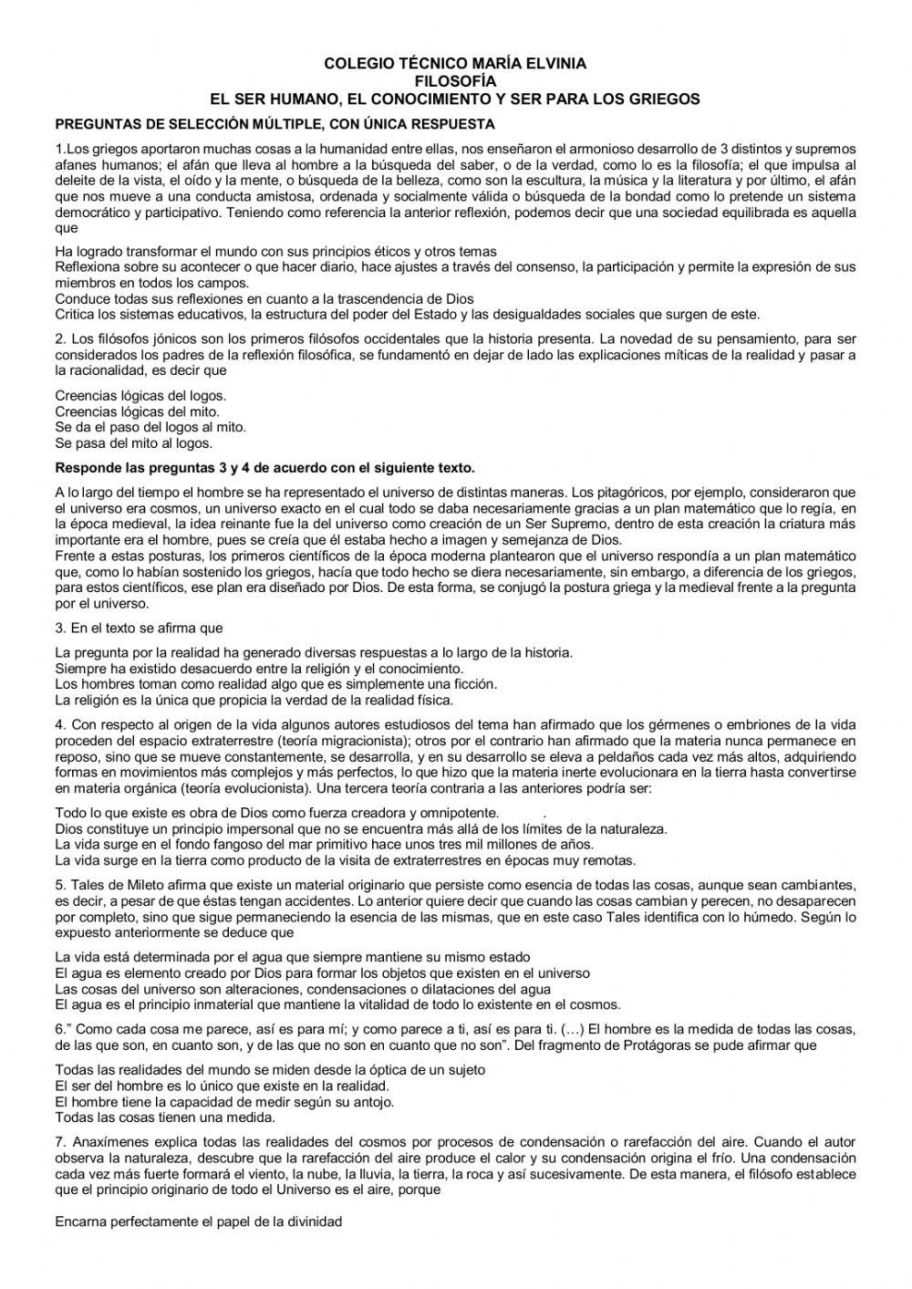 El ser humano, el conocimiento y ser para los griegos