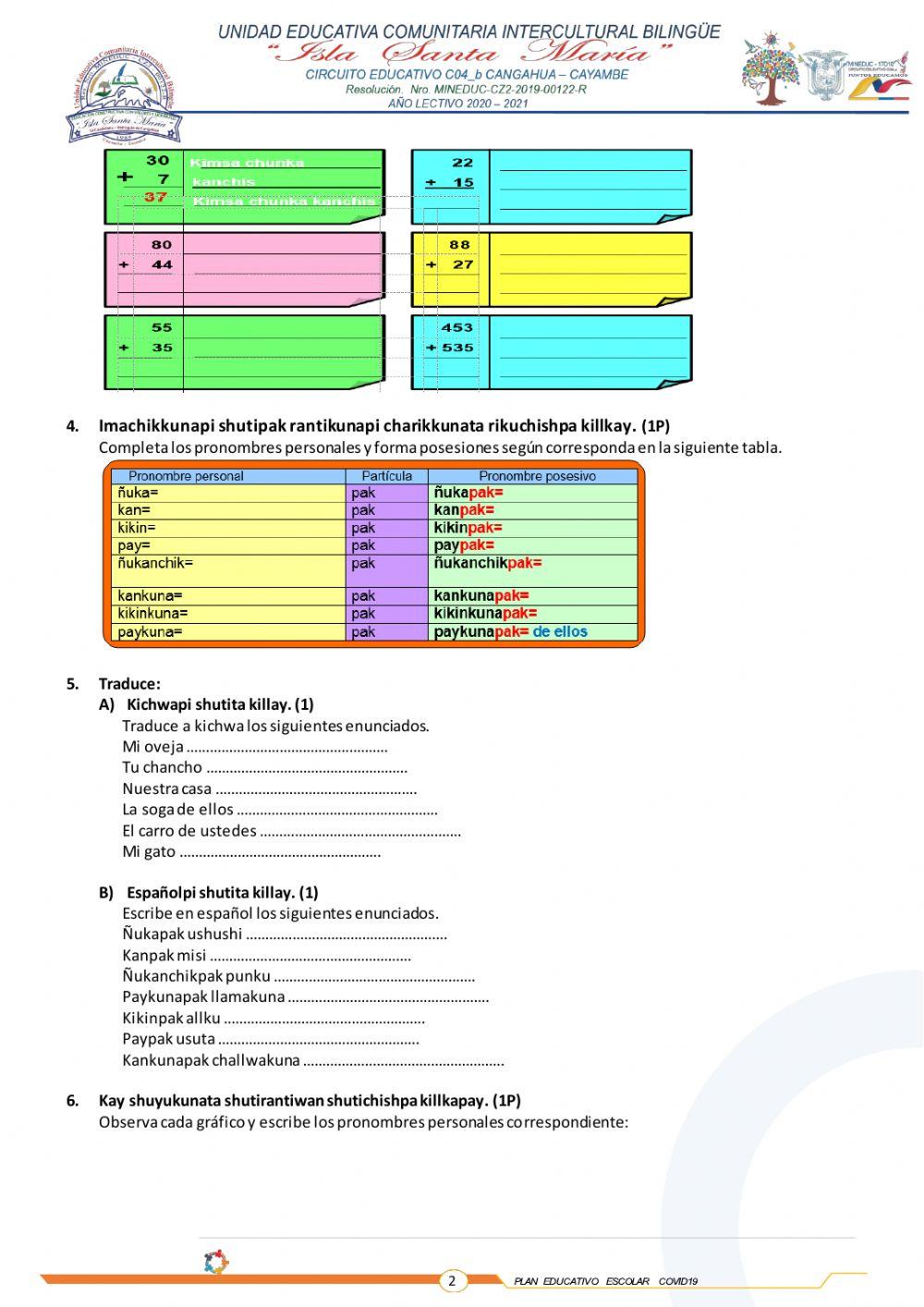 Examen Lengua Kichwa