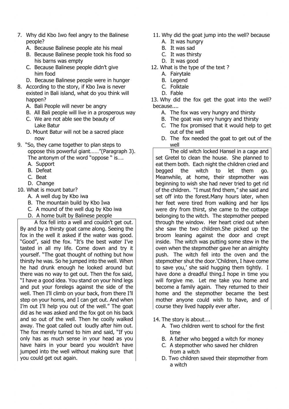 Daily Test 1 : Narrative Text