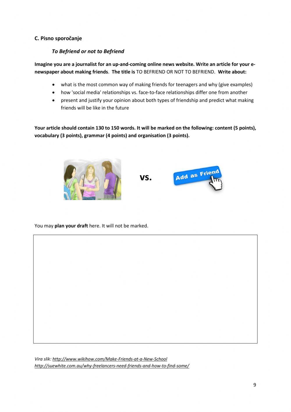 Tekmovanje iz angleščine - 9. razred - oktober 2016