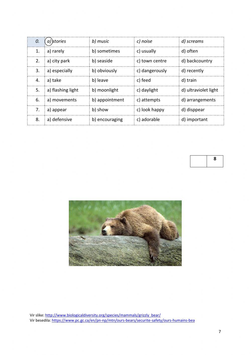 Tekmovanje iz angleščine - 9. razred - oktober 2017