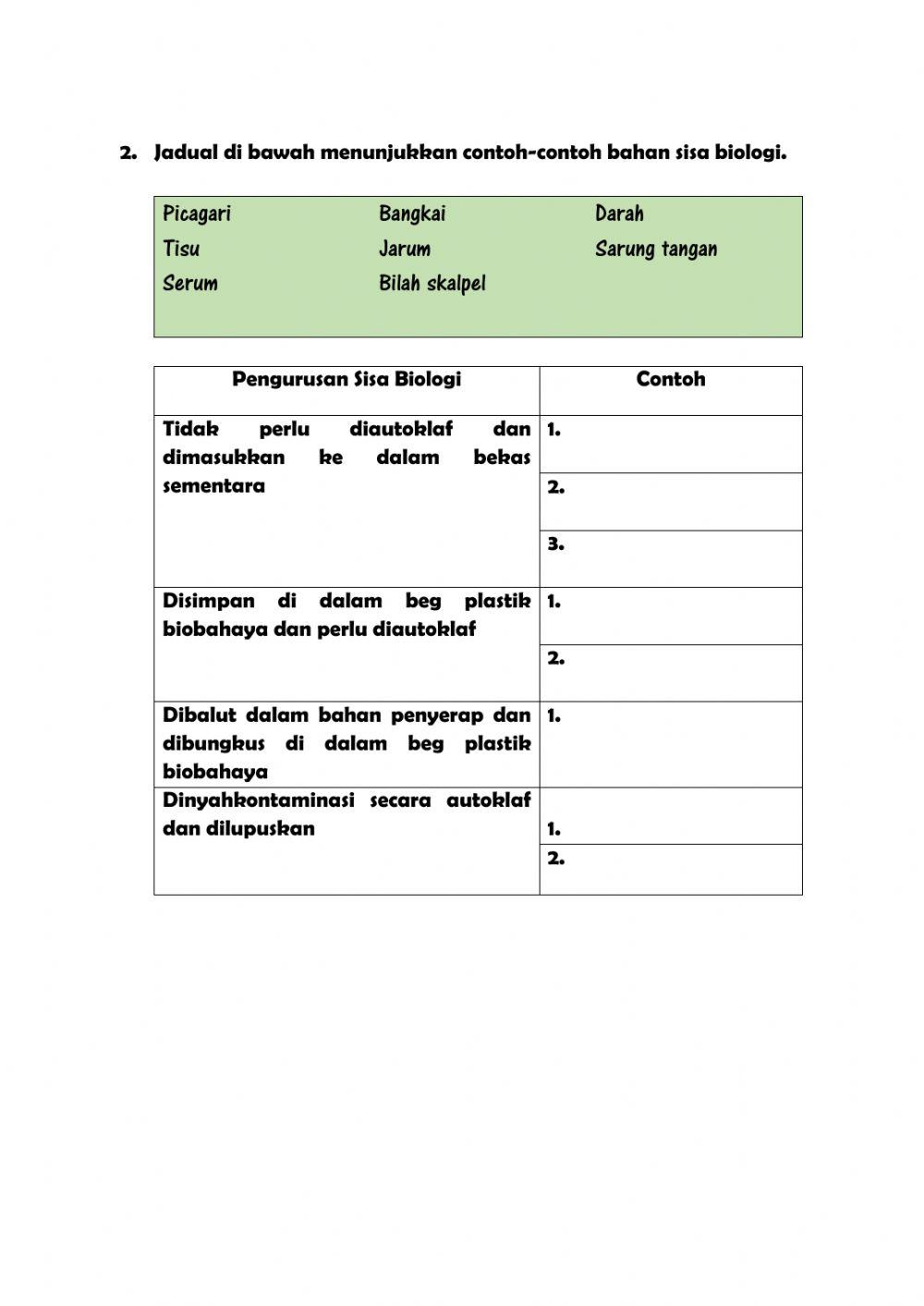 Latihan 1.2 pembuangan bahan sisa