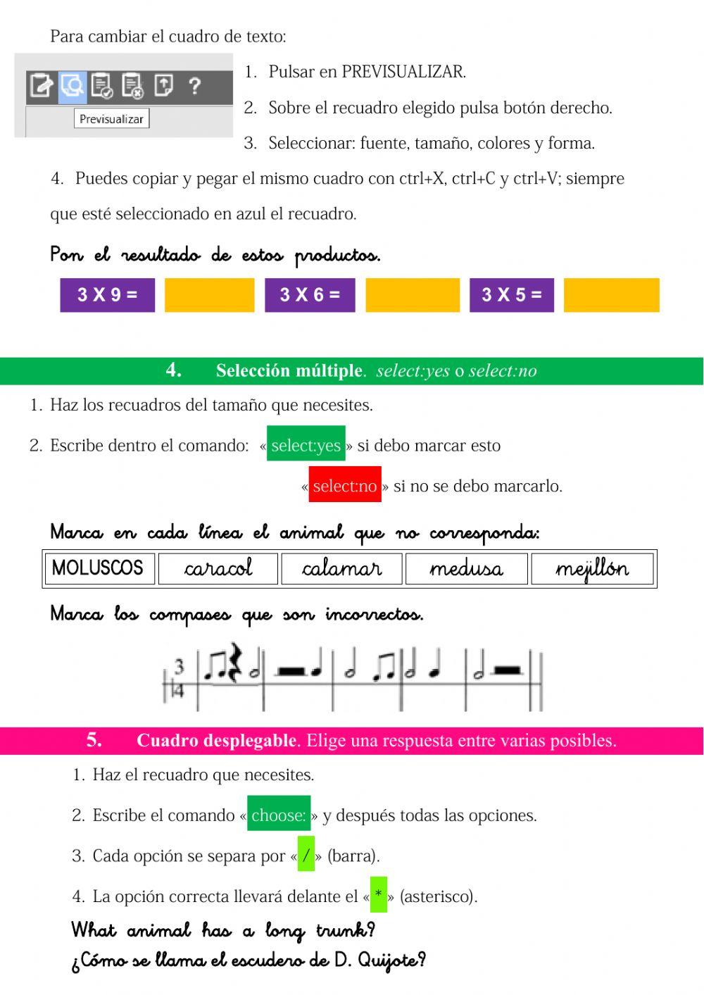 Actividades de Liveworksheet coles