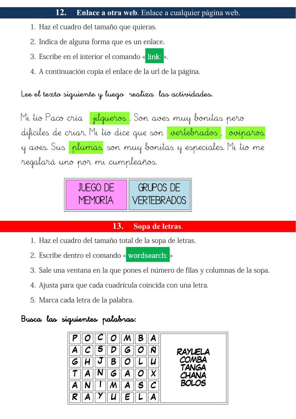 Actividades de Liveworksheet coles