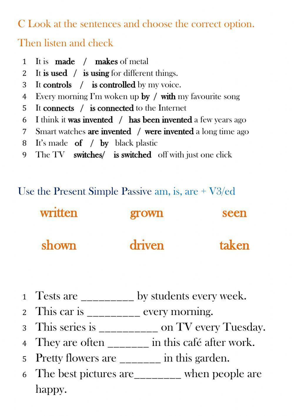 listening quiz NYC and passive voice worksheet