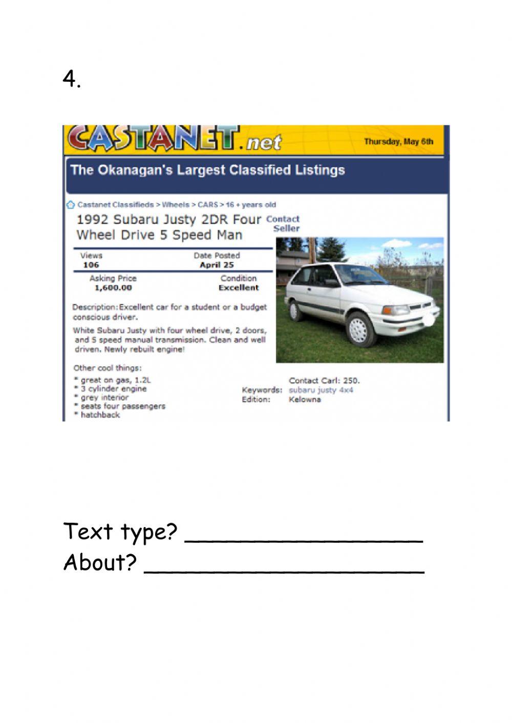 Text types reading e1 part 1