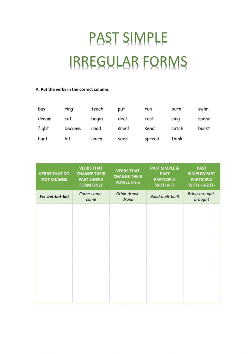 Past Simple - Irregular forms