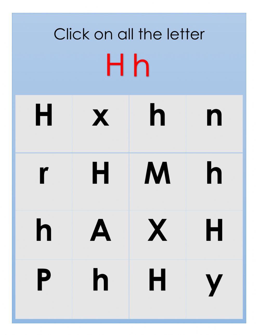 Identifying the letter H h worksheet | Live Worksheets