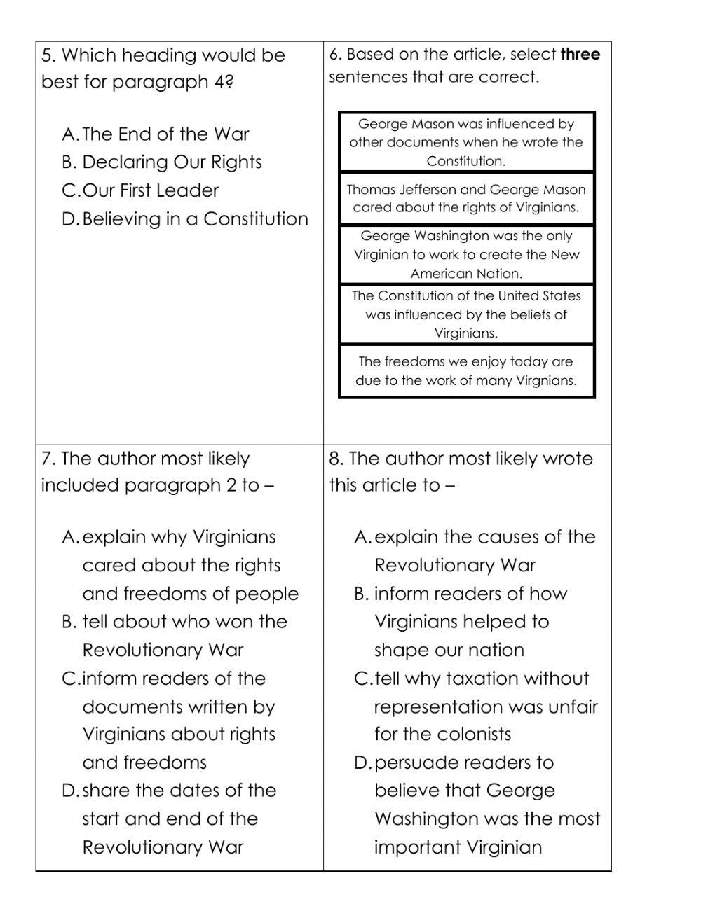 Nonfiction Review Assessment