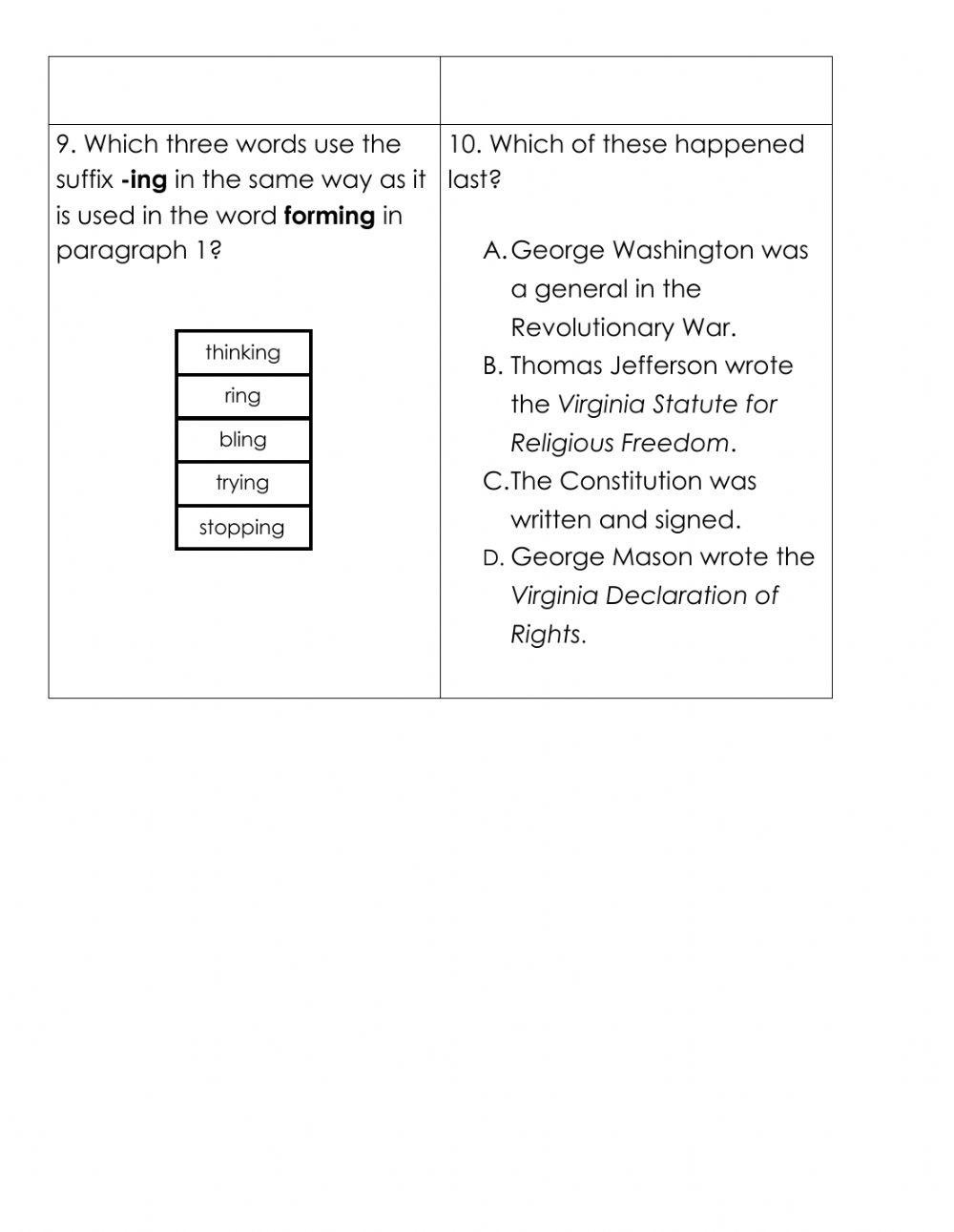 Nonfiction Review Assessment