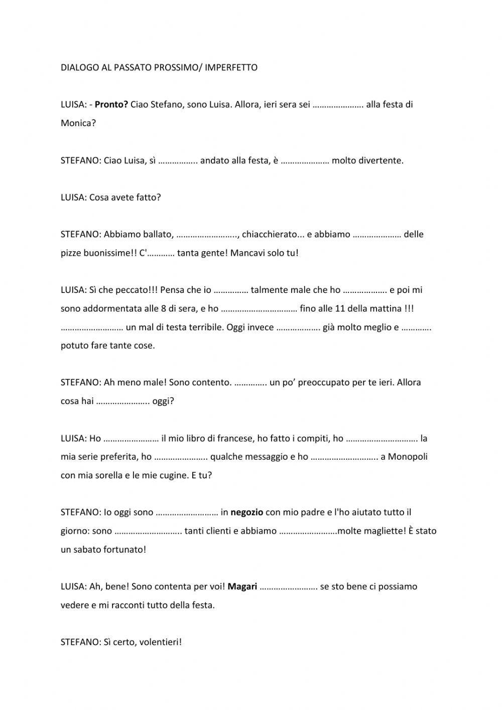 Dialogo passato prossimo - dettato