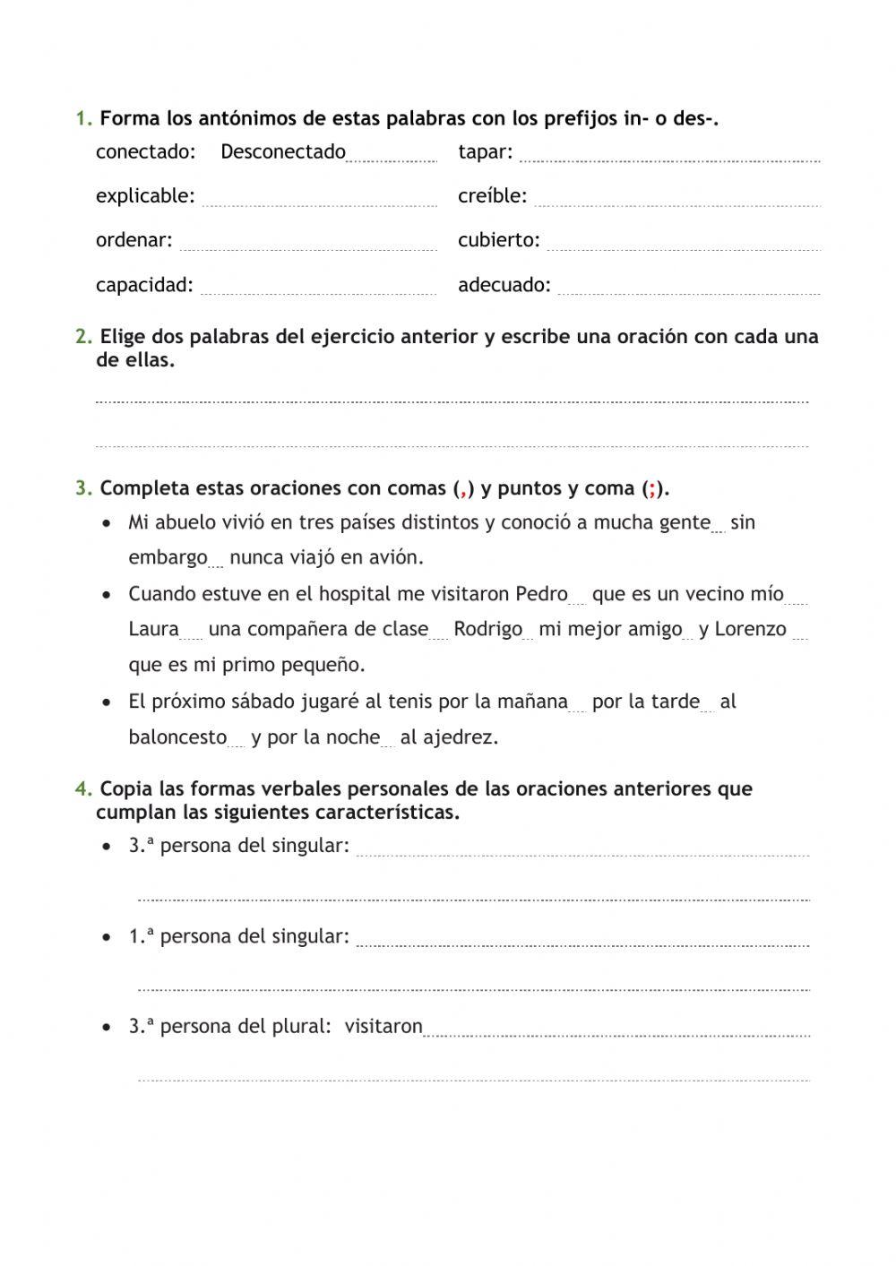 Repaso Tema 5 Lengua Cuarto