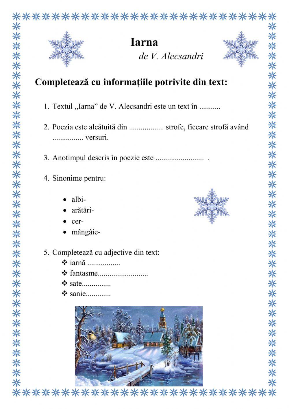 ,,Iarna”  V. Alecsandri