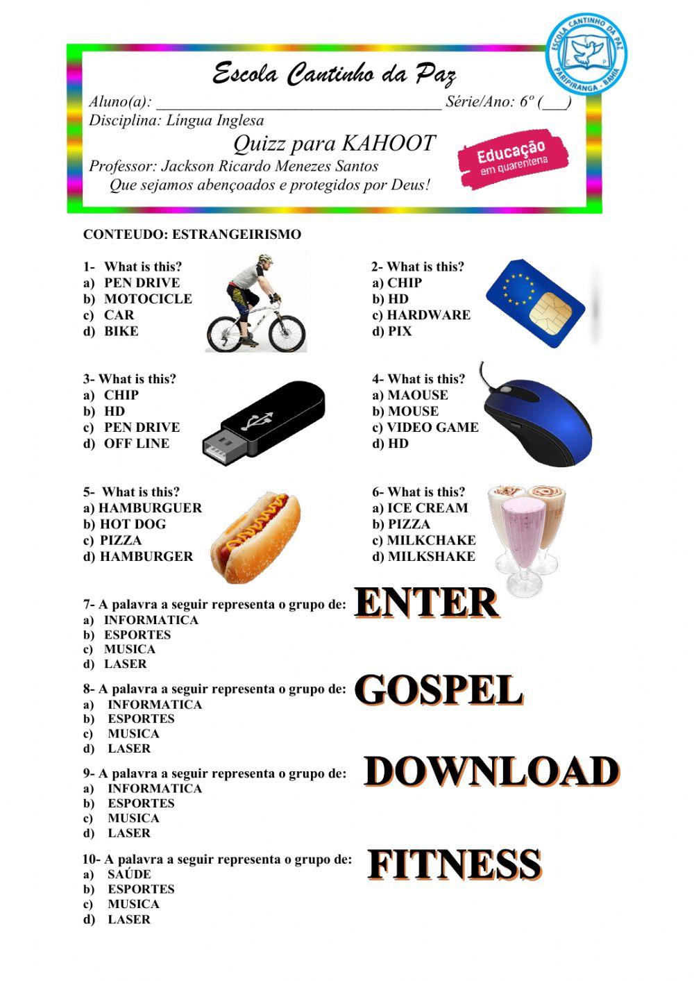 Estrangeirismo - activity