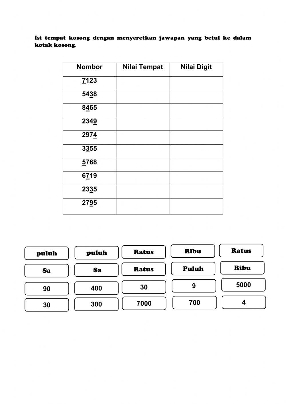 Nilai Tempat dan Nilai Digit