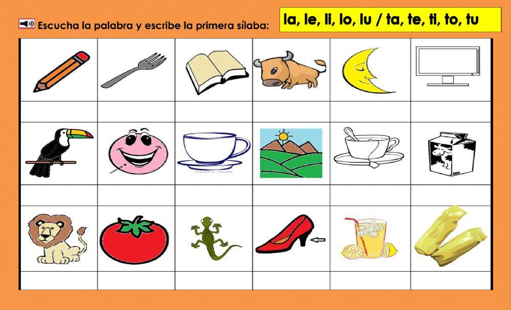 Escribe la primera sílaba de la Ll o la Tt: 2