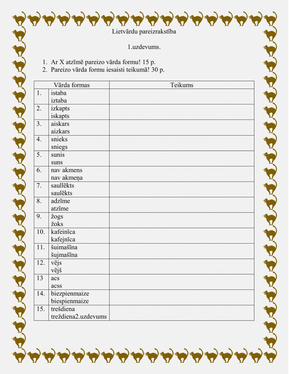 Lietvārdu pareizrakstība