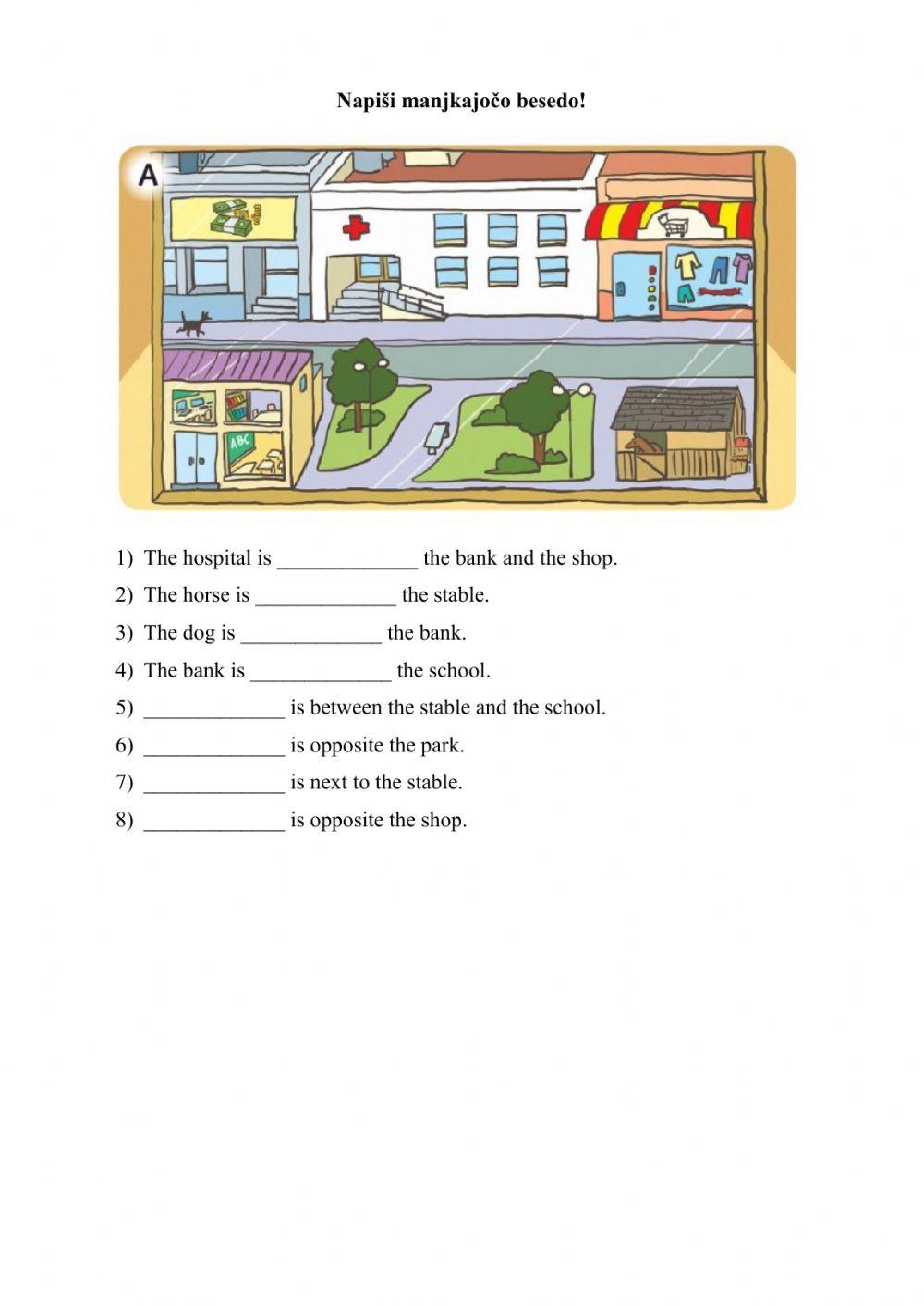 In the town - manjkajoče besede