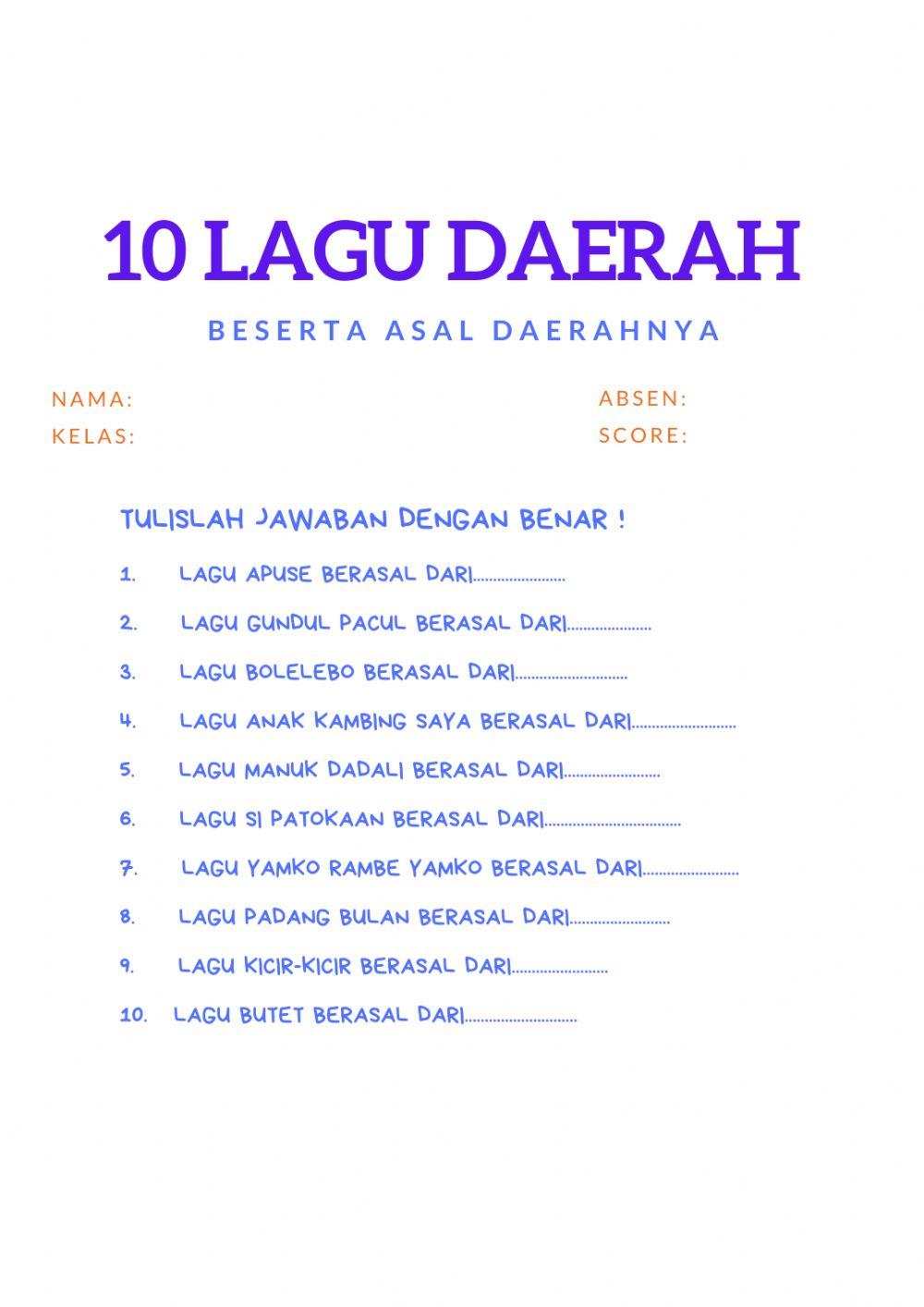 10 lagu daerah