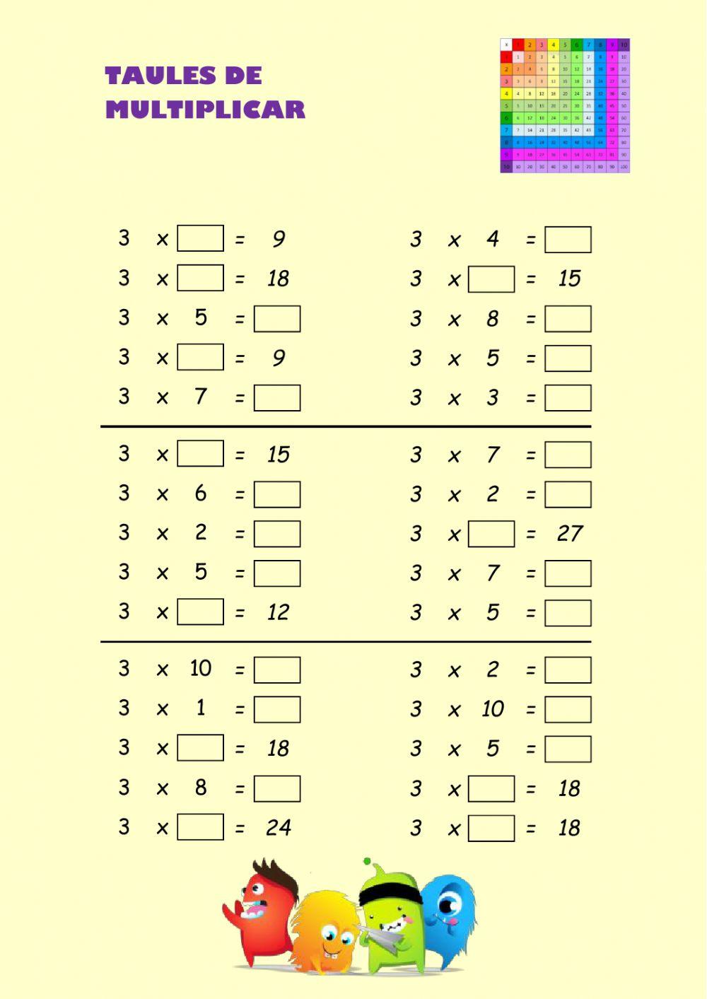 Taules de multiplicar