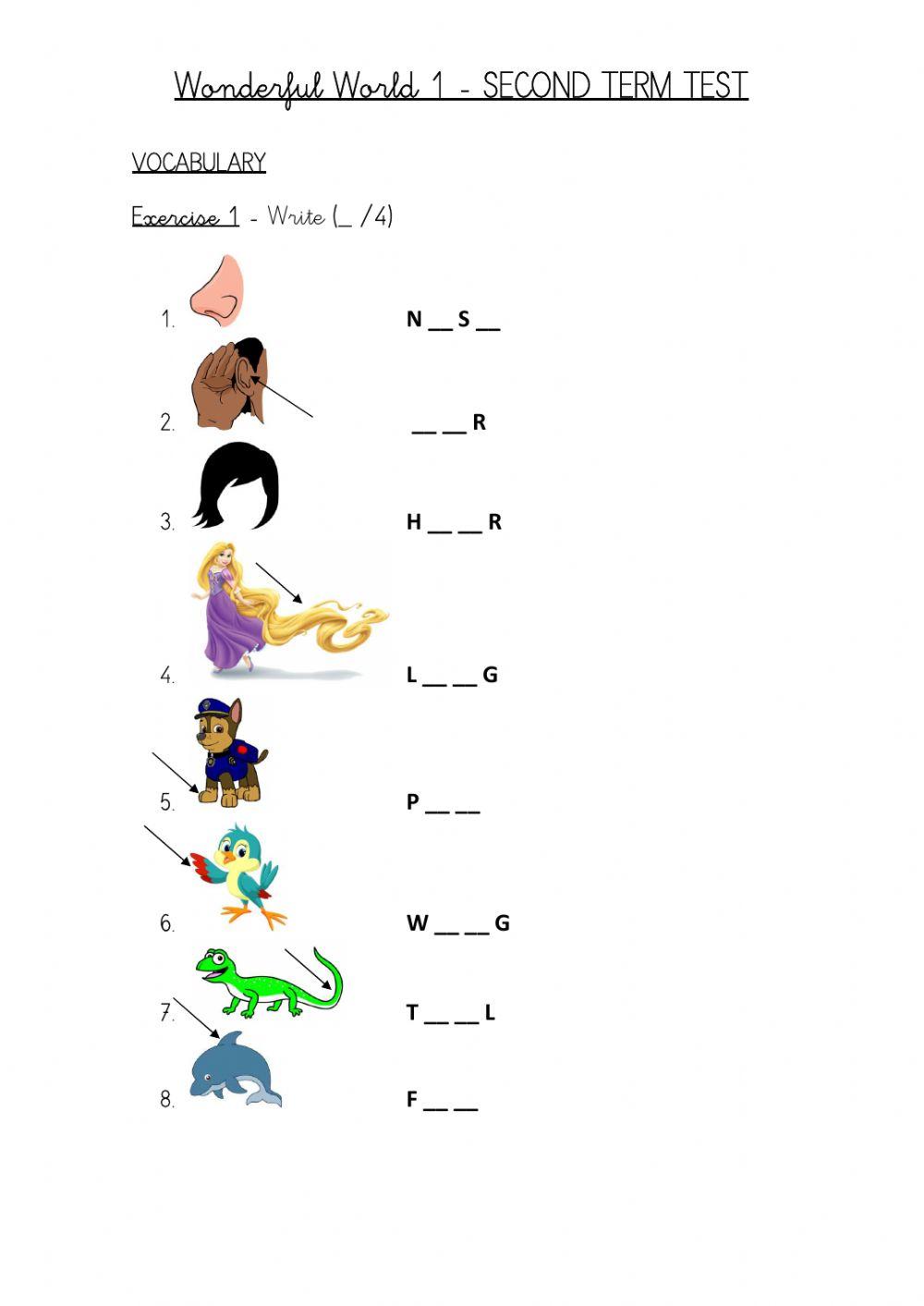 Wonderful World 1 - Second Term Test