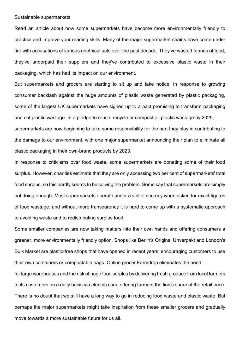 Reading comprehension