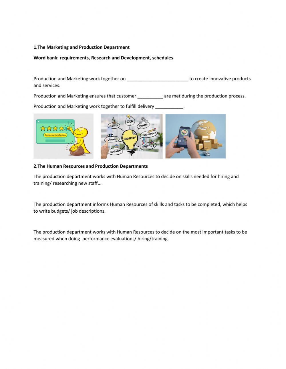 Production,HR and Marketing