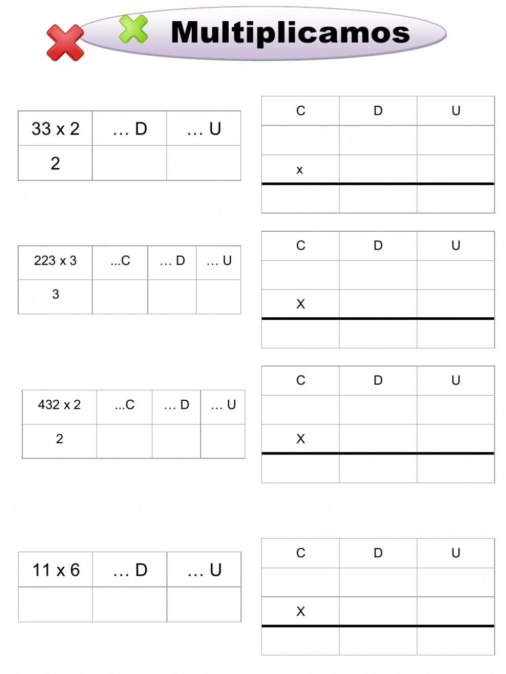 Multiplicaciones de una cifra