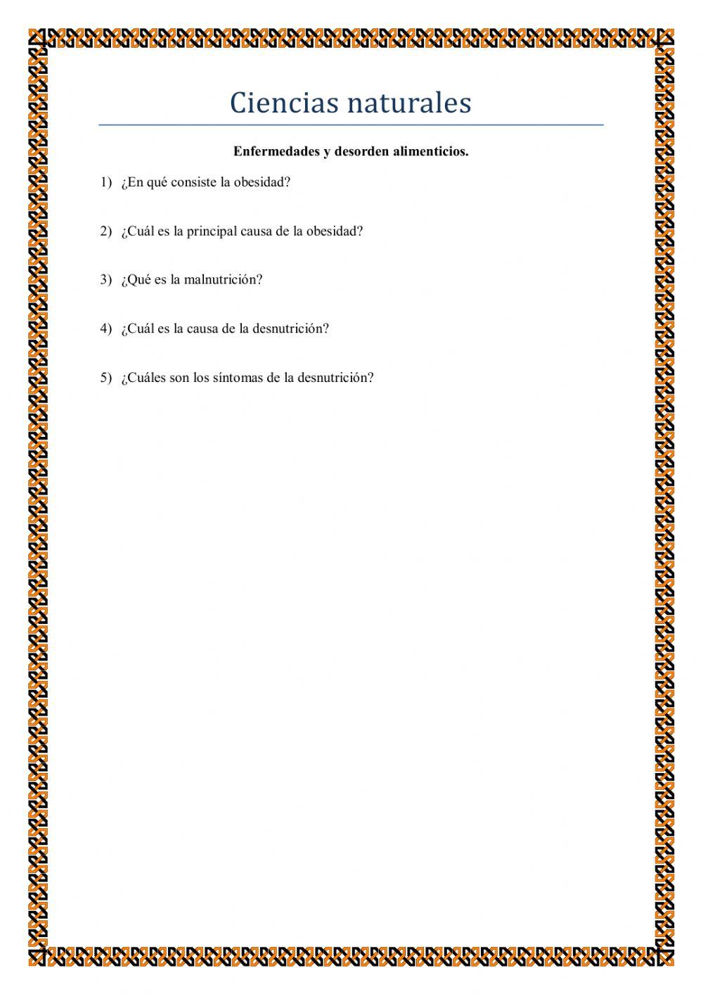 Enfermedad y desorden alimenticos