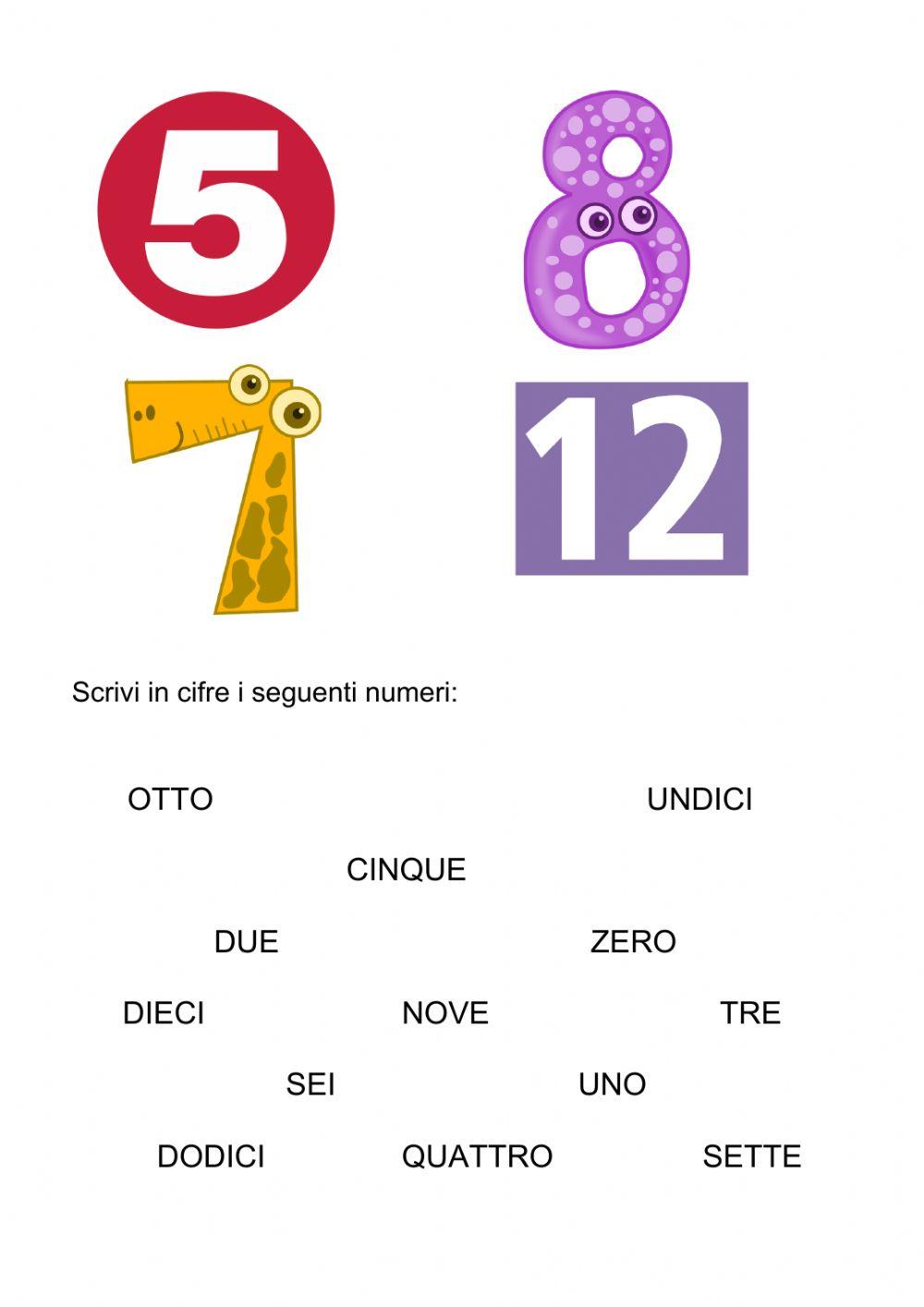 I numeri da 0 a 12 I numeri da 0 a 12