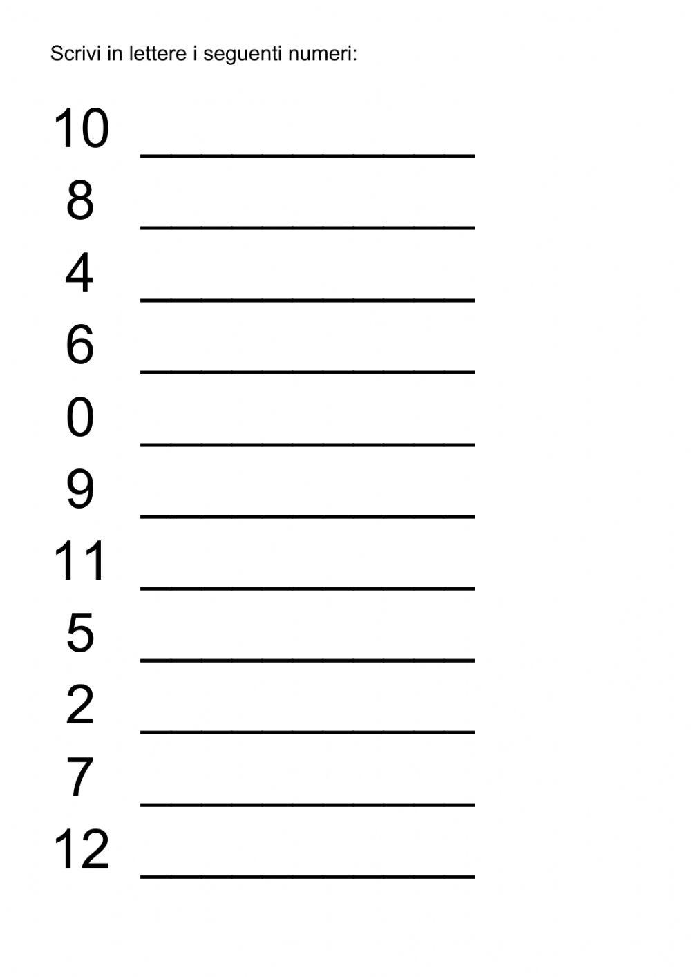 I numeri da 0 a 12 I numeri da 0 a 12