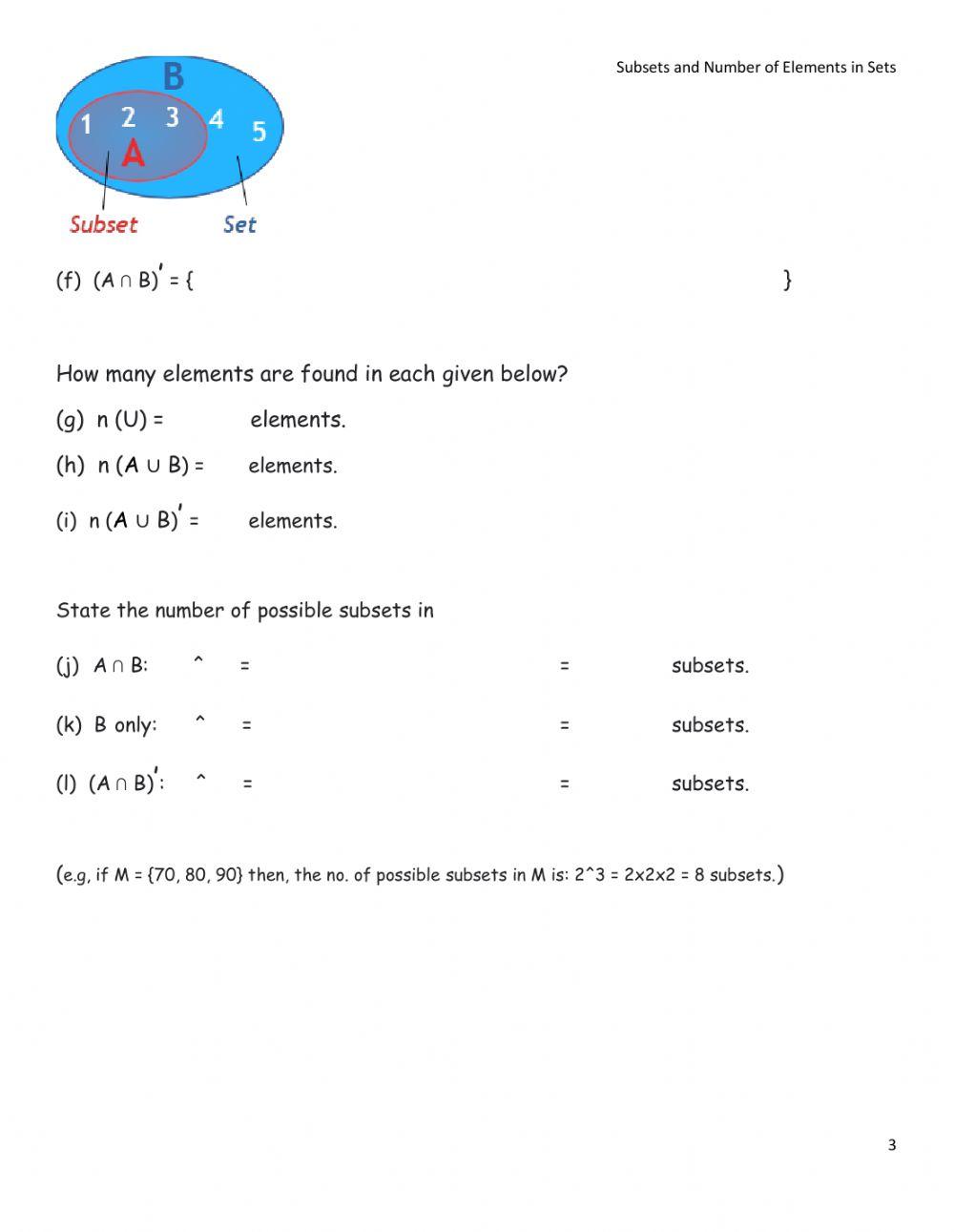 Sets subsets free interactive worksheets 667902