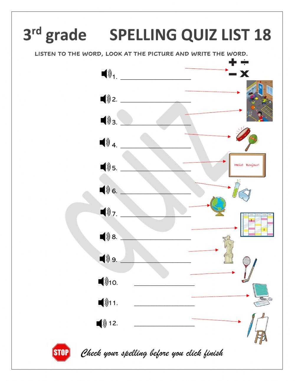 Spelling QUIZ online exercise for 3rd Grade Live Worksheets