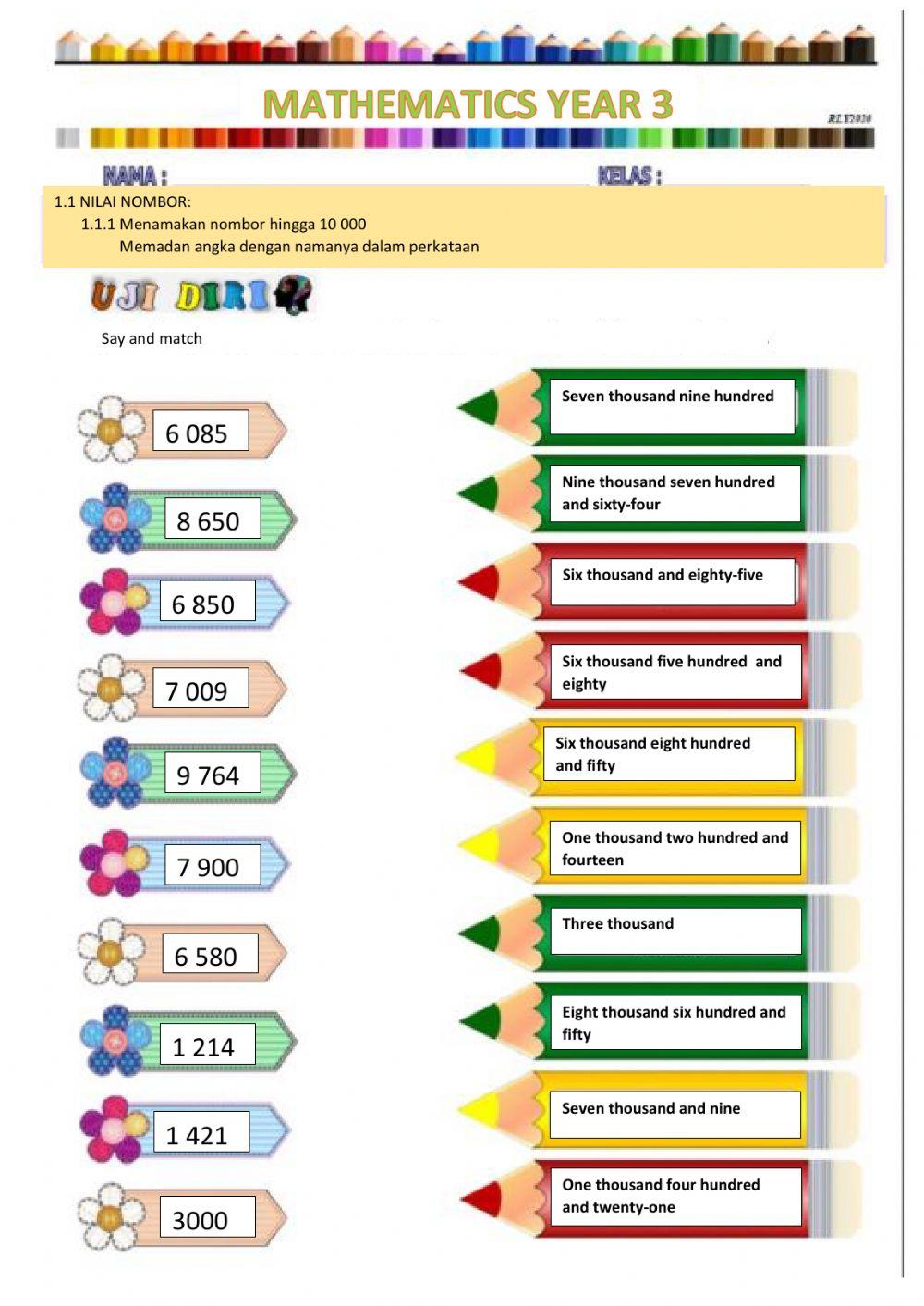 Numbers up yo 10 000