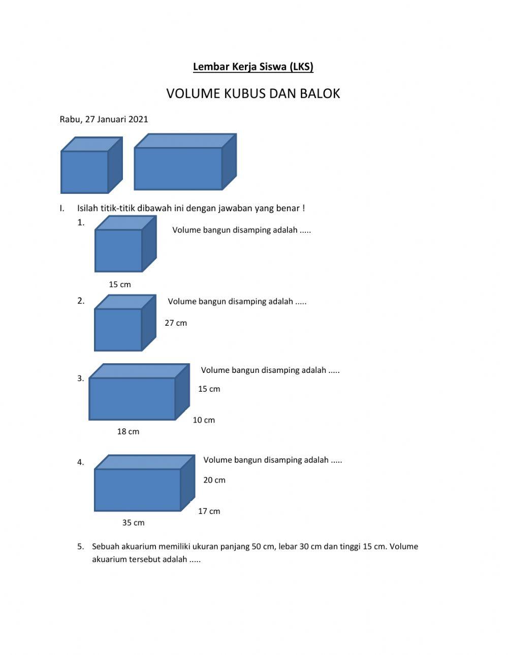 Volume Kubus dan Balok