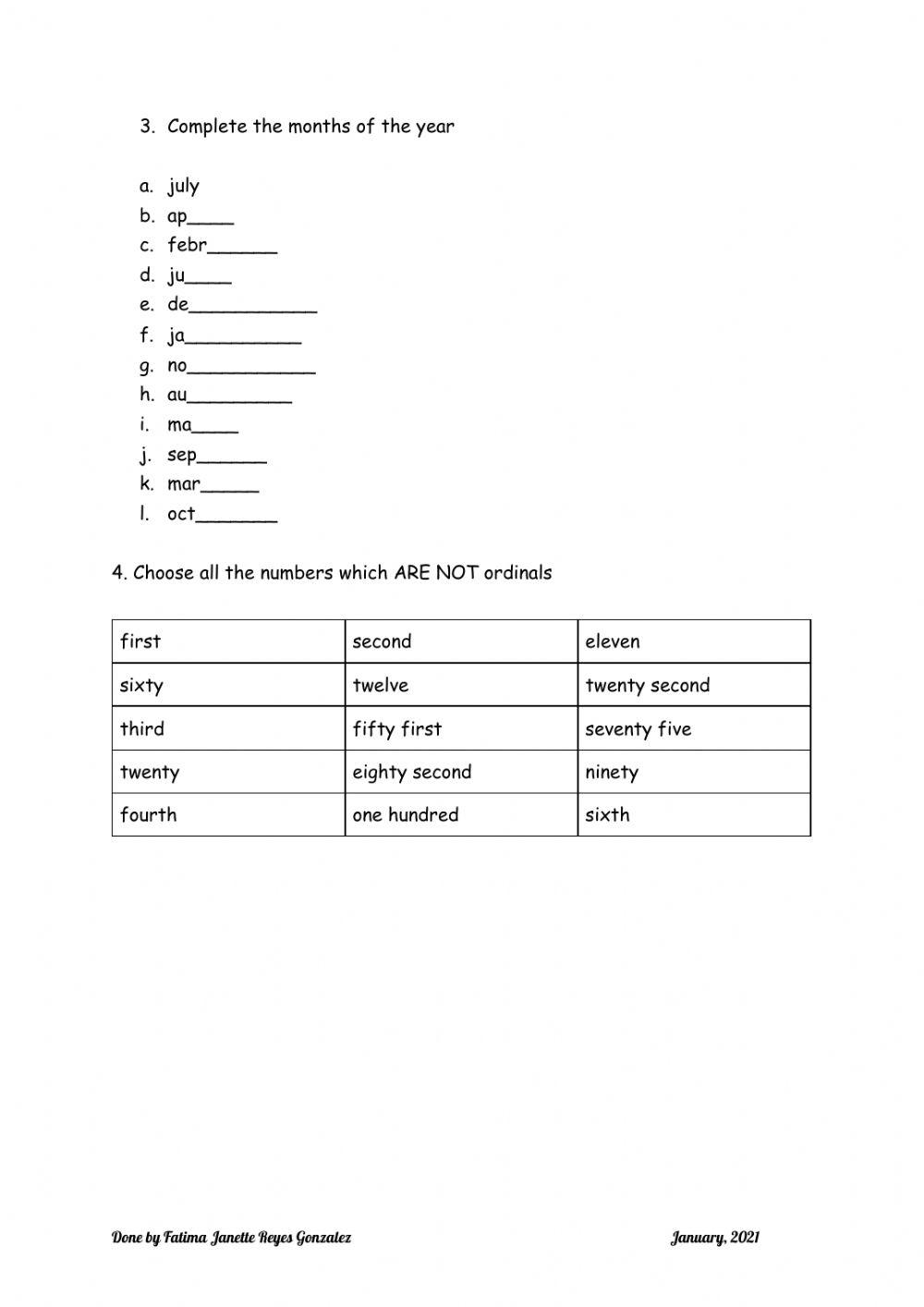 January-1° Vocabulary-MS