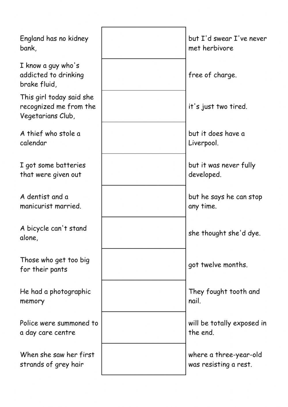 Lexophiles funny combinations worksheet Live Worksheets