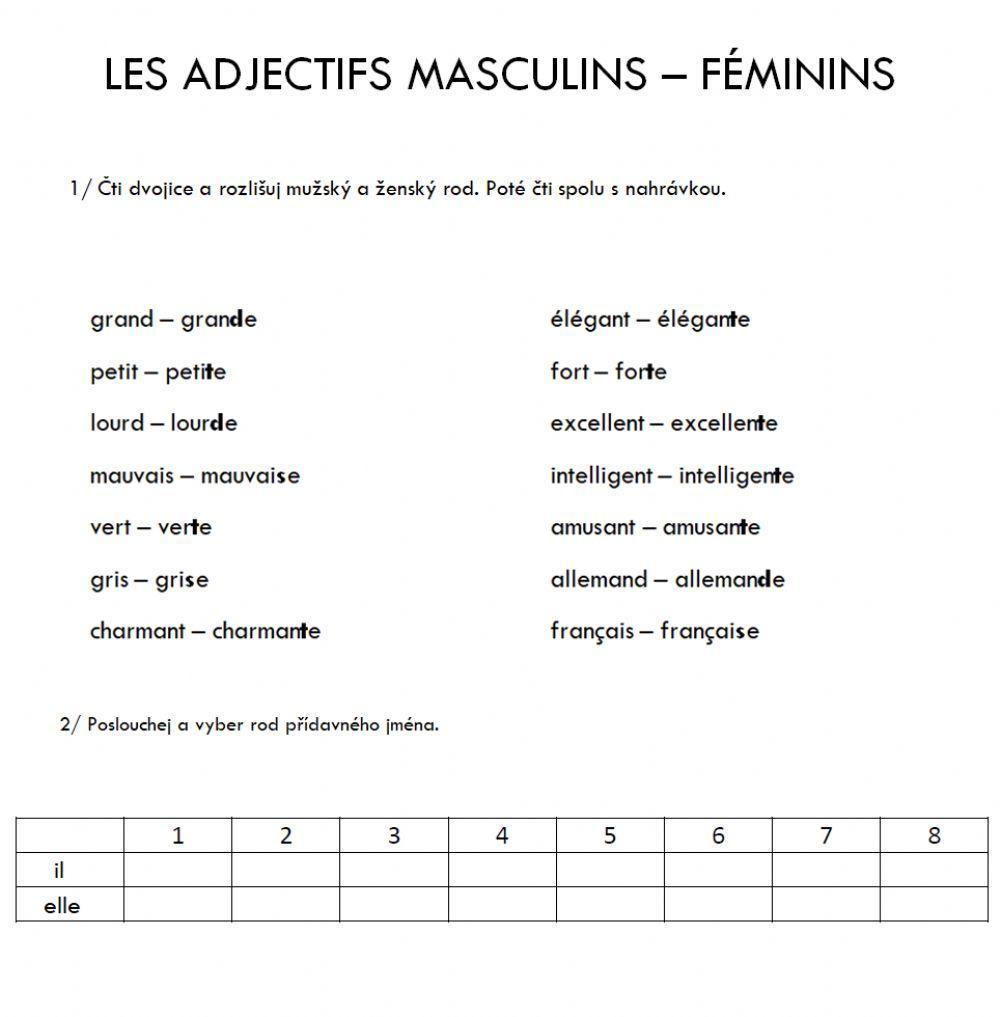 Adjectifs qualificatifs